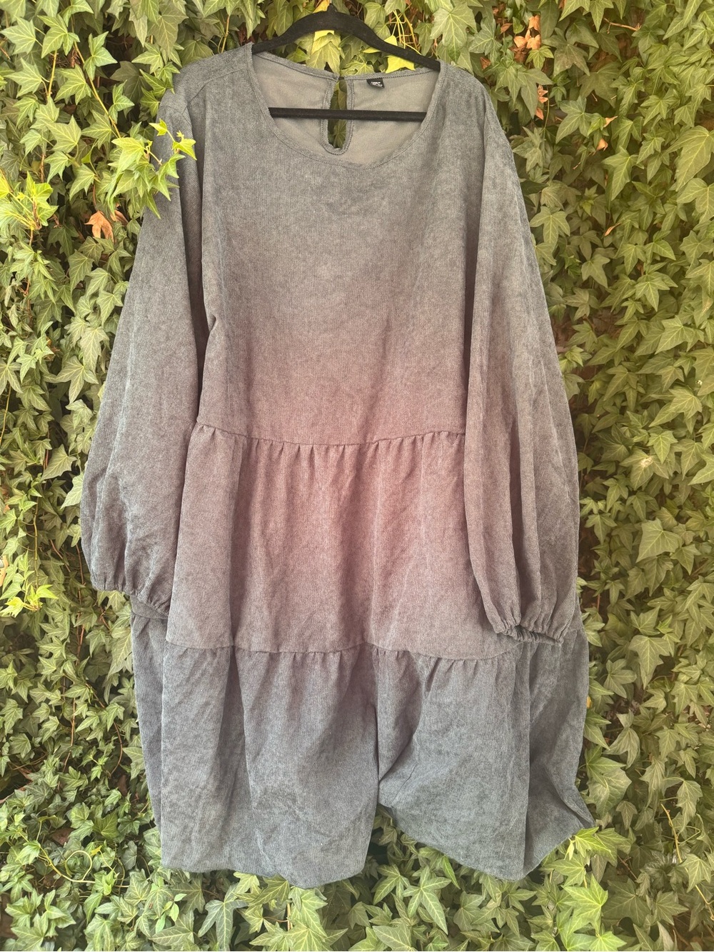 Women's Forest green  Tiered Long-Sleeve Tunic Dress corduroy